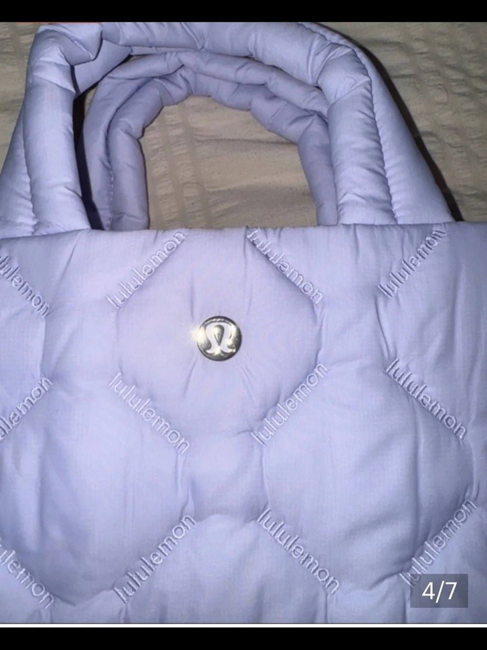 lululemon athletica Lavender Quilted Padded Tote with Strap